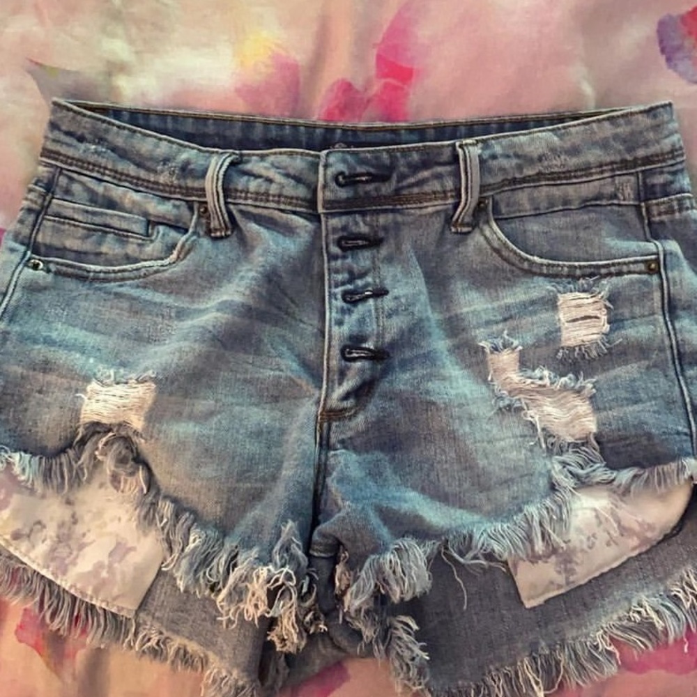 button up jean shorts